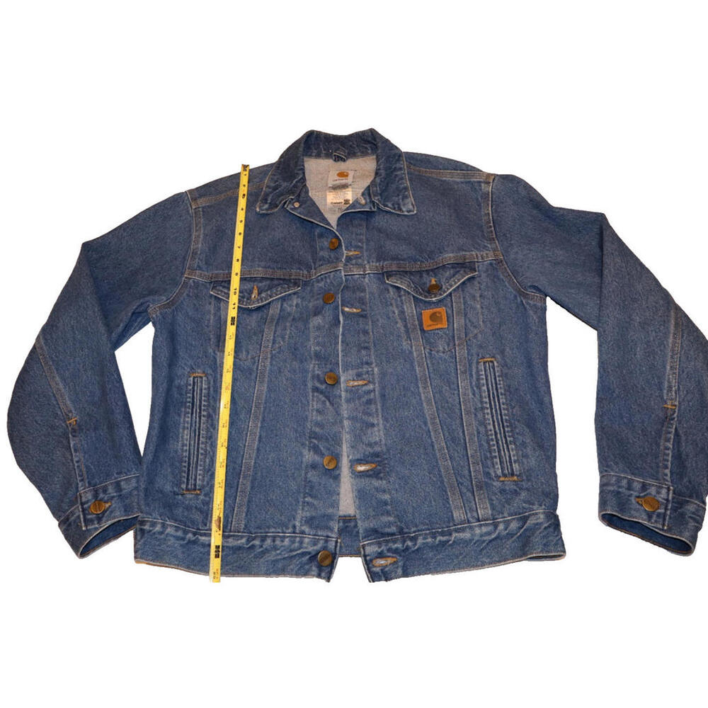 Vintage Carhartt Denim Jacket Mens Small J12 DST Trucker Dark Stone Wash USA - Picture 6 of 6